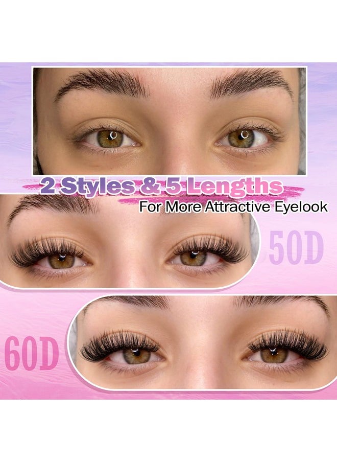 Newcally - Lash Clusters Kit Wispy Diy Lash Extension Kit Fluffy Cluster Eyelashes Extension Natural Look D Curl Individual Lashes Kit 9-16Mm Faux Mink Cluster Lashes(50D+60D, 0.07D) - Image 1