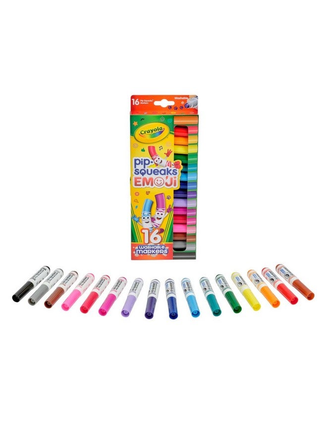 Crayola Emoji Pip Squeaks Washable Markers (16ct), Toddler Mini Stamper Marker Set, Coloring Supplies for Toddlers, Gift for Kids - Image 2