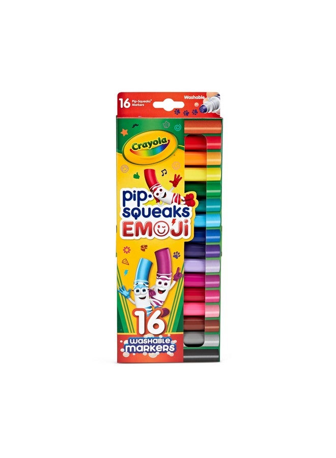 Crayola Emoji Pip Squeaks Washable Markers (16ct), Toddler Mini Stamper Marker Set, Coloring Supplies for Toddlers, Gift for Kids - Image 1