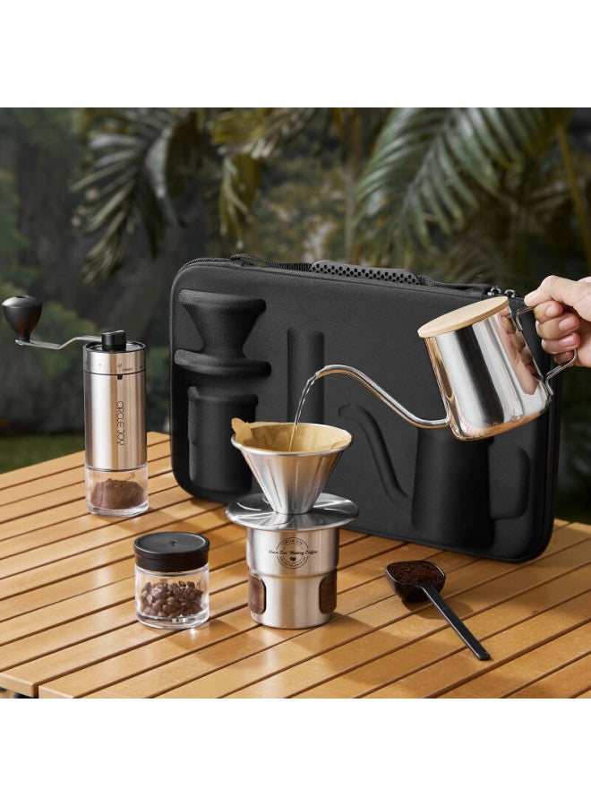 CircleJoy Circle Joy Pour-over Coffee Maker Set With Hand-cranked Coffee Grinder, Outdoor Camping Portable Storage Coffee Machine - Image 1