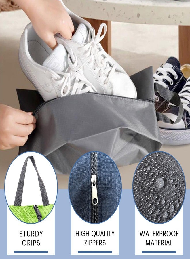 Bagentry 8 Pieces Waterproof Travel Shoe Bag, Portable Cleat Bag with Zipper & Handle, Extra Large Shoe Storage Cubes Pouch for Women Men Luggage Packing Gym Traveling Suitcase (Gray) - Image 3