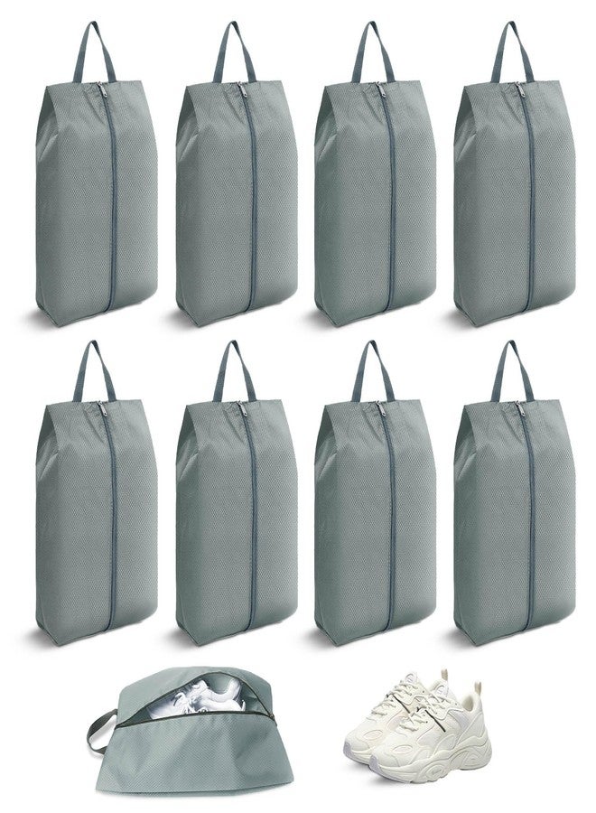 Bagentry 8 Pieces Waterproof Travel Shoe Bag, Portable Cleat Bag with Zipper & Handle, Extra Large Shoe Storage Cubes Pouch for Women Men Luggage Packing Gym Traveling Suitcase (Gray) - Image 1