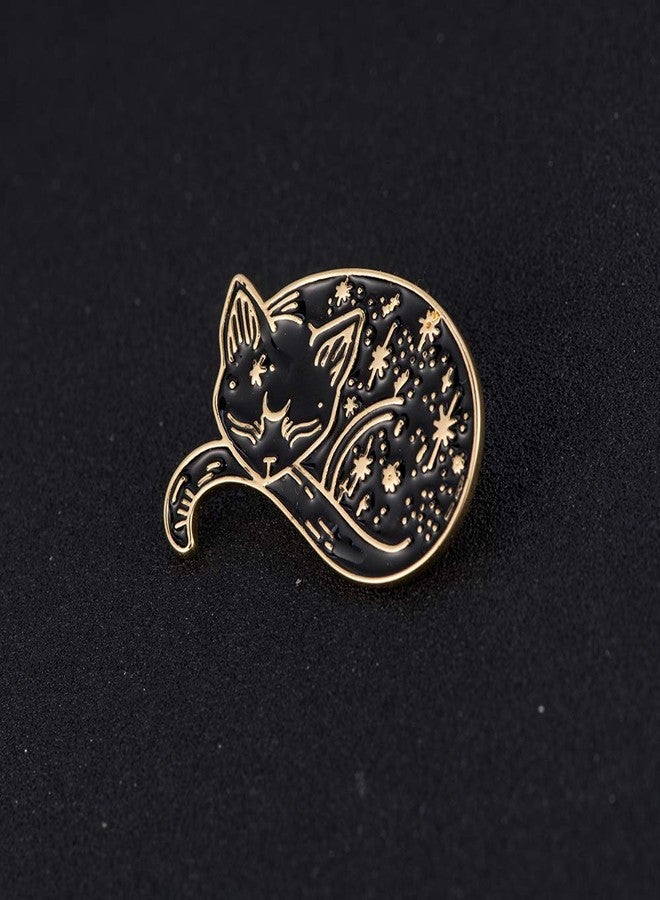SENFAI 10K Gold Color Cute Sleepy Lazy cat Pin and Brooch (Gold) - Image 2