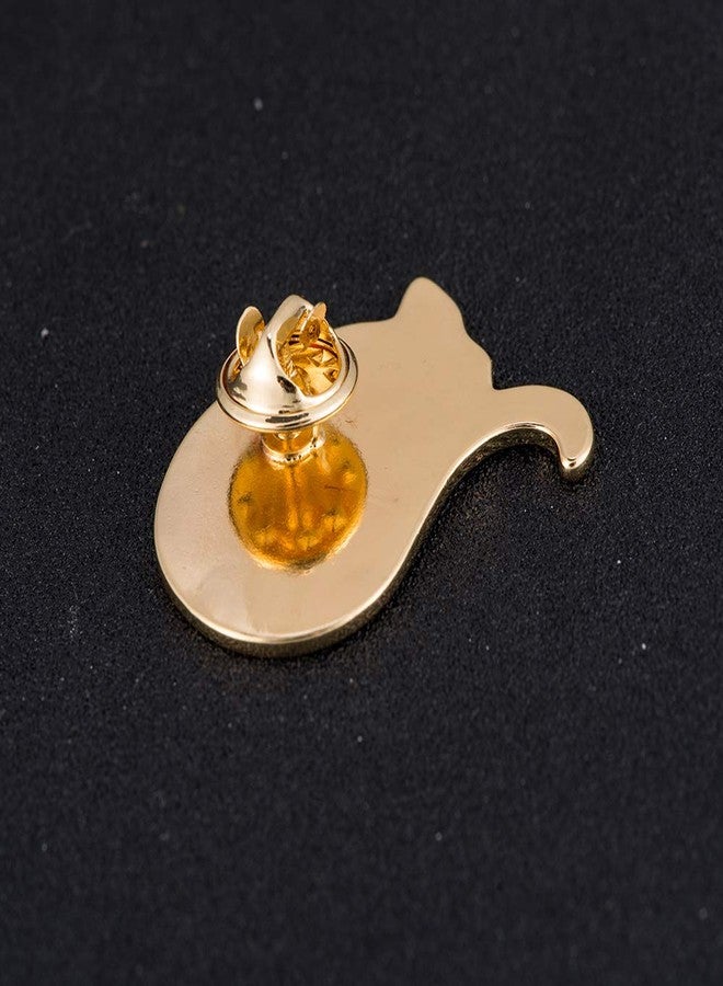 SENFAI 10K Gold Color Cute Sleepy Lazy cat Pin and Brooch (Gold) - Image 5