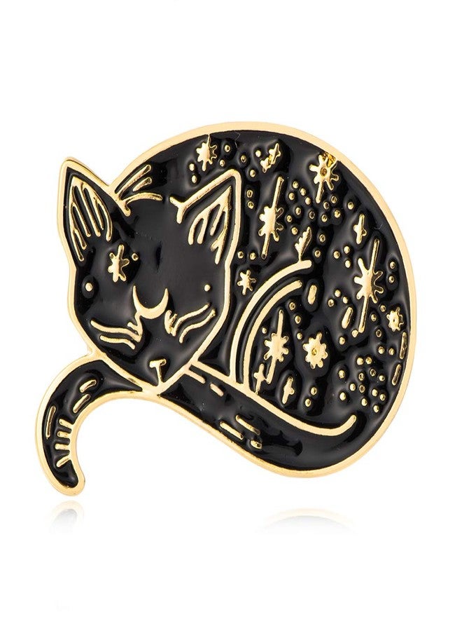 SENFAI 10K Gold Color Cute Sleepy Lazy cat Pin and Brooch (Gold) - Image 1