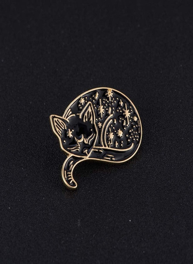 SENFAI 10K Gold Color Cute Sleepy Lazy cat Pin and Brooch (Gold) - Image 3