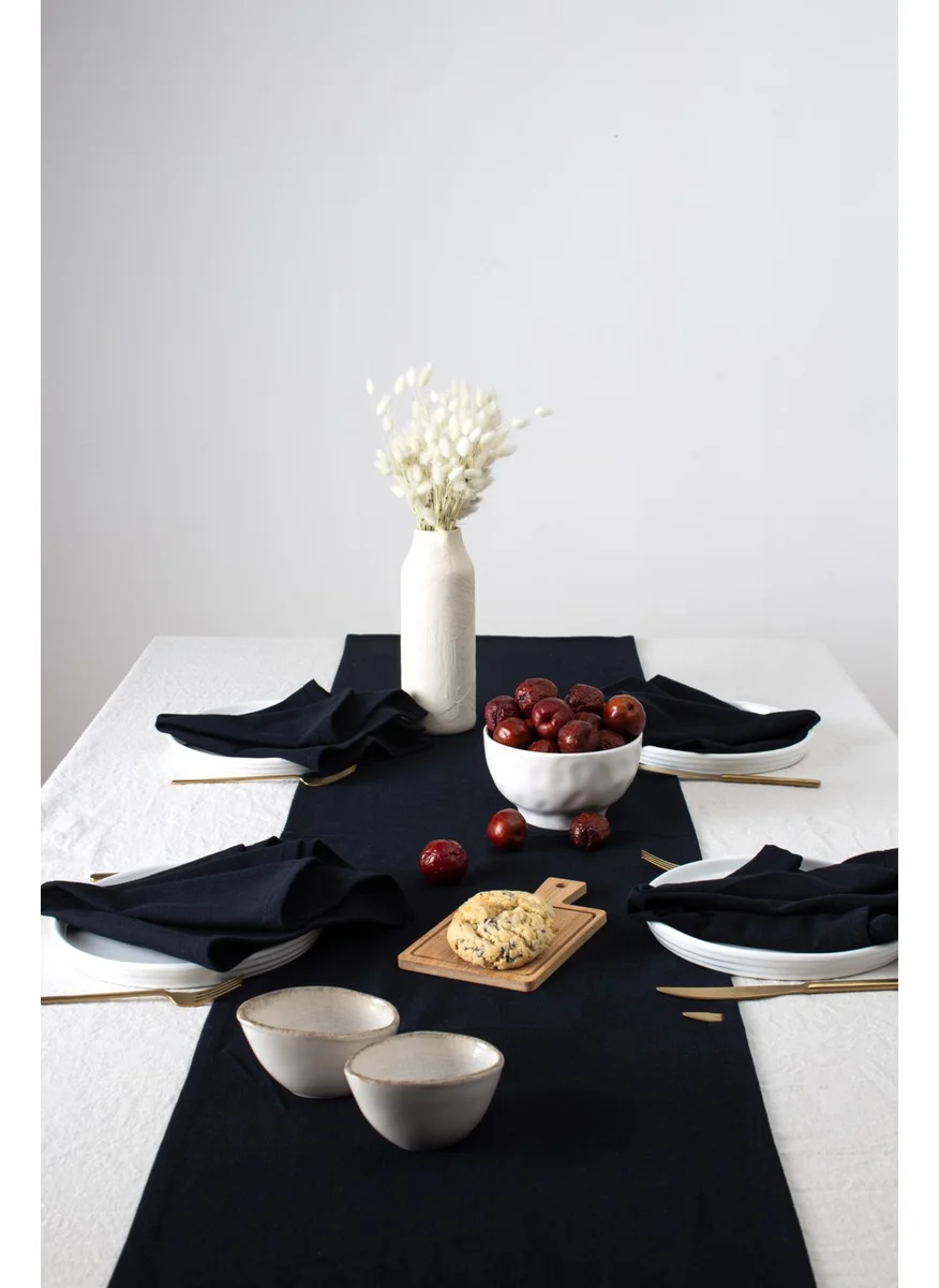 Wellstil Premium Linen Black Runner 40 x 150 cm