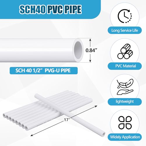 Joyfolk 10 Pcs 12 Inch PVC Pipe 17 Long White Sch40 Industrial PVC Pipes Greenhouse Garden Workshop Farm Furniture Grade for Home - Image 3