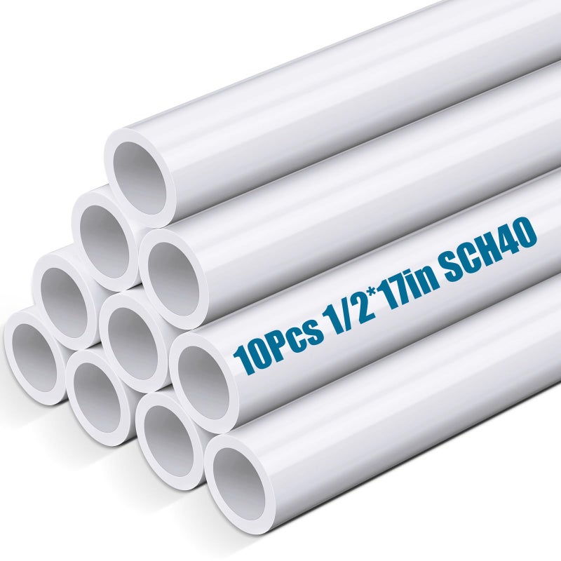 Joyfolk 10 Pcs 12 Inch PVC Pipe 17 Long White Sch40 Industrial PVC Pipes Greenhouse Garden Workshop Farm Furniture Grade for Home - Image 2