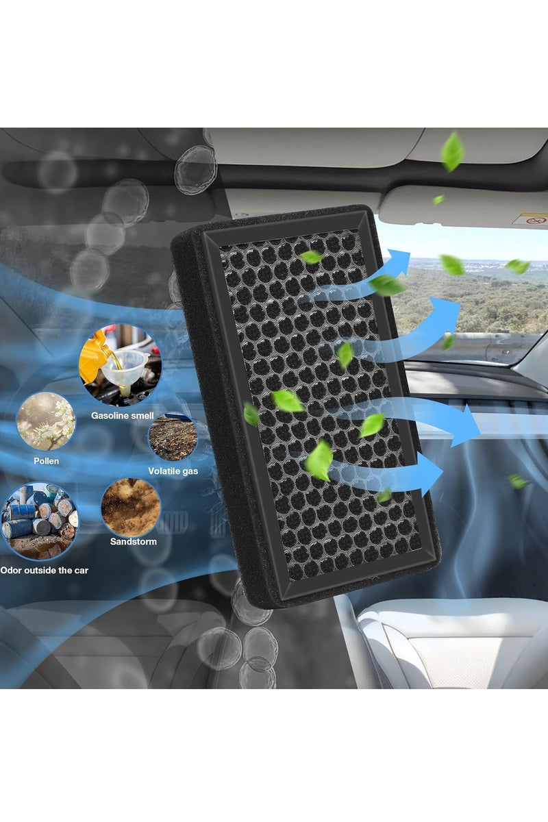 جفكام 2 قطعة فلتر هواء مقصورة تيسلا، فلتر هواء مقصورة تيسلا موديل 3 و موديل Y استبدال أصلي، مزود بفلتر HEPA وفحم نشط للحماية المزدوجة، يشمل أداة إزالة ومفك براغي - Image 2