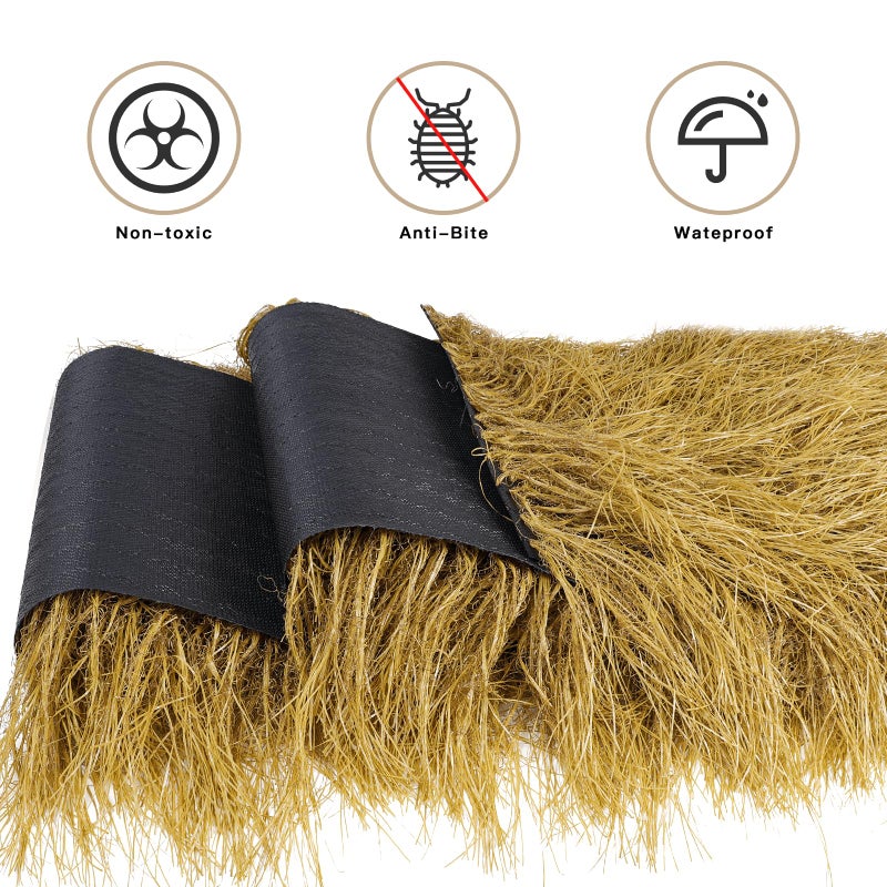 NAHARO Tiki Thatch Grass Roof, Mexican Artificial Straw Roll for Tiki Bar Hut Party Garden Fence Patio DIY Crafts,Palapa Thatch Roofing Duck Blind Grass Hay Bales for Decoration (Yellow, 48" x 16") - Image 2