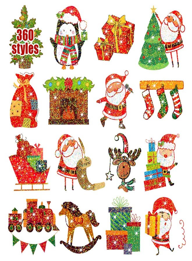Partywind 24 Sheets Glitter Christmas Temporary Tattoos, 360 Styles Christmas Kids Stocking Stuffers for Party Supplies Favors, Surprise Christmas Countdown Calendar Goodie Bag Fillers - Image 1