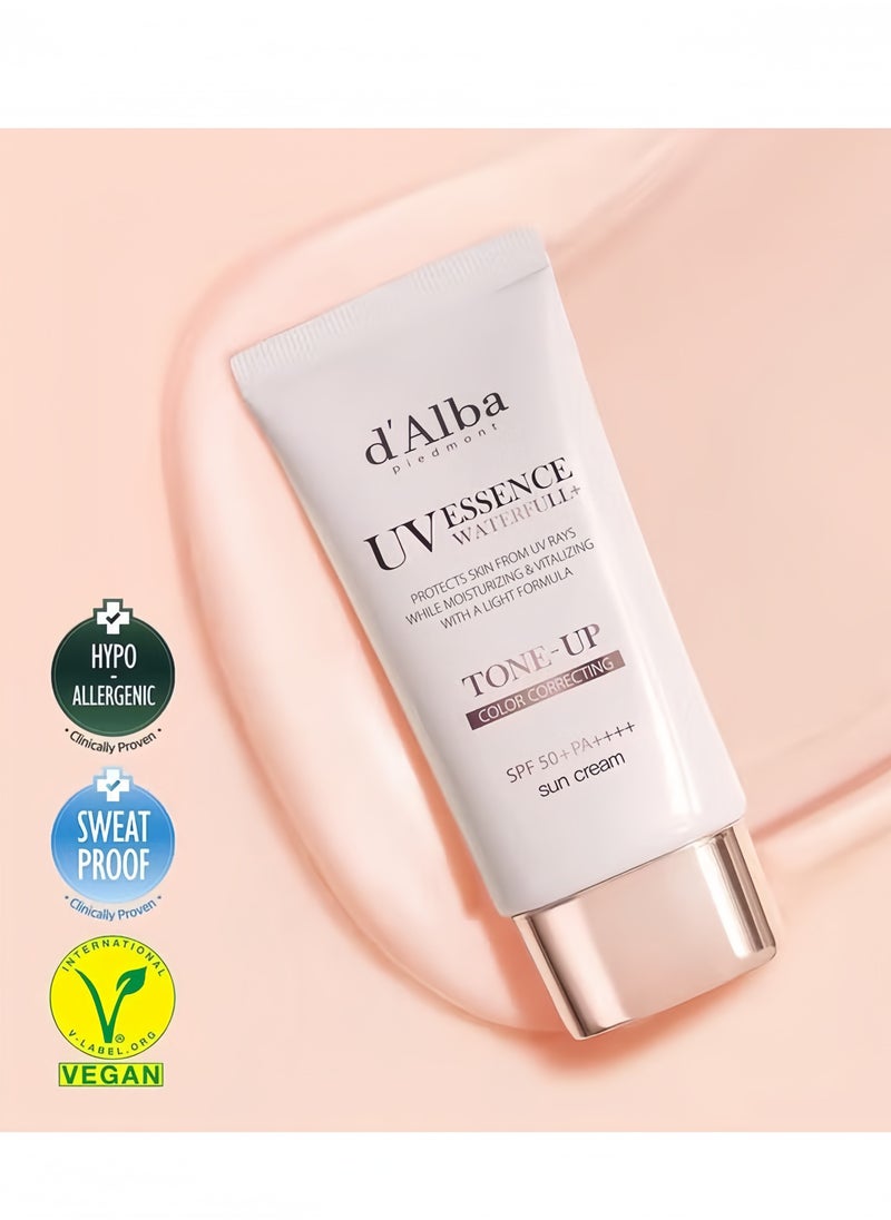 d'Alba - Piedmont Italian White Truffle Waterfull Tone-up Sunscreen, Vegan Skincare, Tinted Moisturizer with SPF 50+ PA++++, Glowy Sunscreen, Gentle and Safe Use for all Skin Types 50ml - Image 1