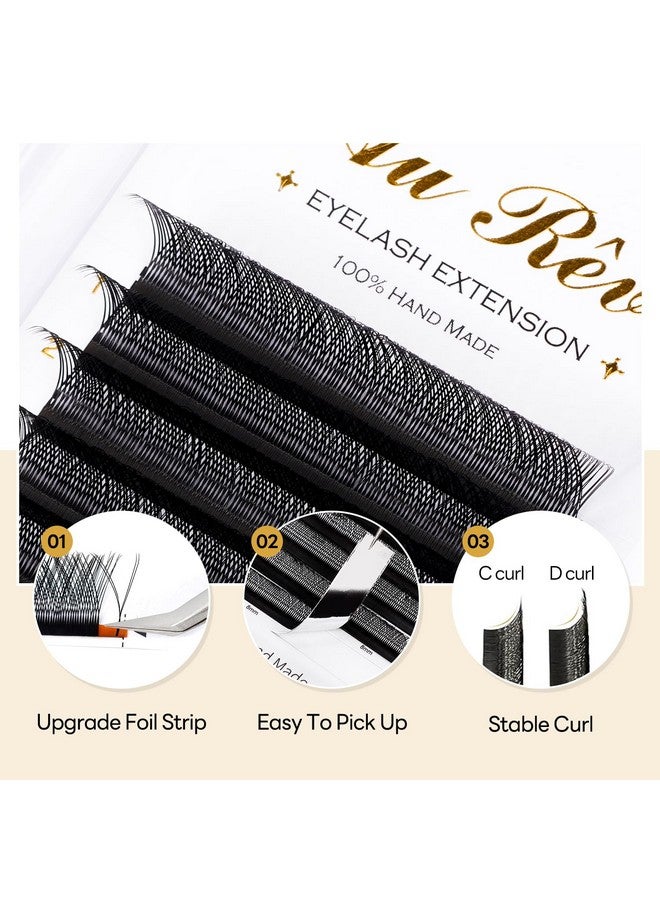 AuReve Y Lashes Extensions Yy Lash Extensions D Curl 0.07Mm 815Mm Mix Tray Y Shape 4D Volume Premade Fan Lashes Matte Black Easy Fans Lashes Professional Use Yy Lash (Yy0.07D, 815Mm Mix) - Image 3