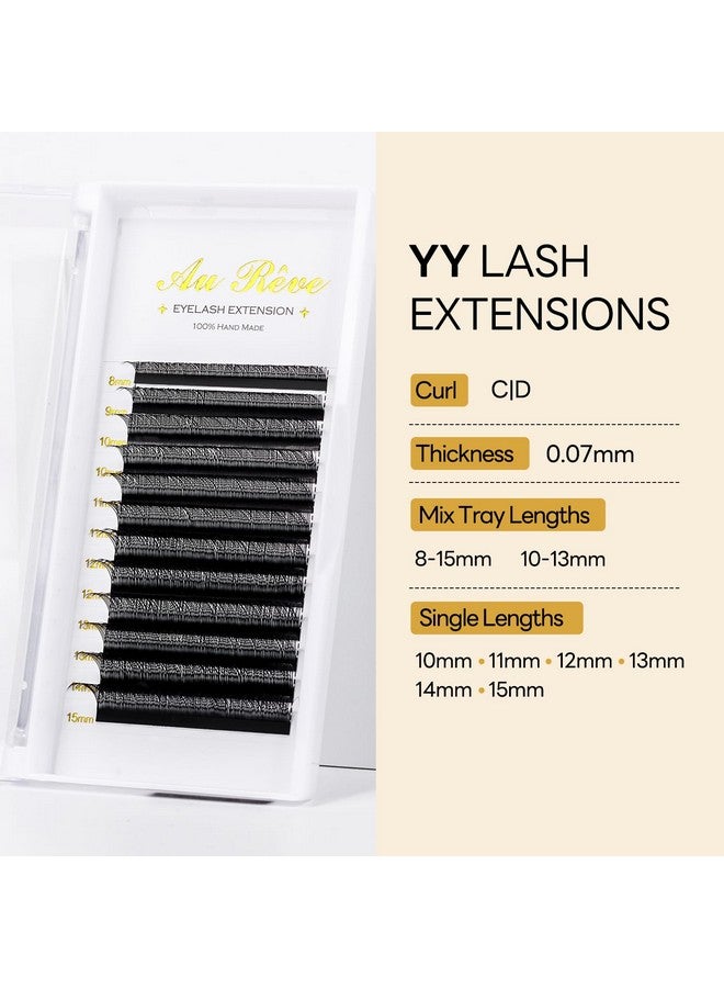 AuReve Y Lashes Extensions Yy Lash Extensions D Curl 0.07Mm 815Mm Mix Tray Y Shape 4D Volume Premade Fan Lashes Matte Black Easy Fans Lashes Professional Use Yy Lash (Yy0.07D, 815Mm Mix) - Image 5