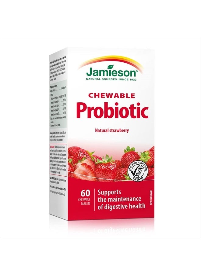 Jamieson Probiotic Chewable Strawberry Flavour 60 Tablets - Image 1