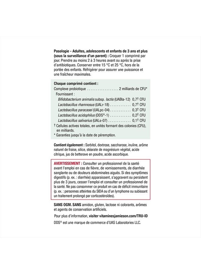 Jamieson Probiotic Chewable Strawberry Flavour 60 Tablets - Image 5