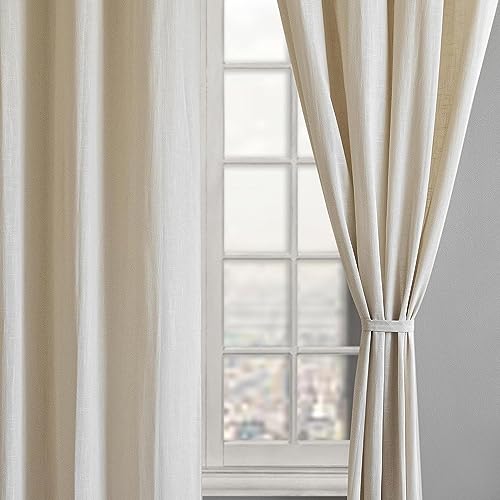 LINENWALAS Cotton Curtains Set Of 2, Canvas Window For Hangs Elegantly With Back Loops (4.5Ft X 6.5 Ft, Bronze Leafsemi Sheer, Tab) - Image 3