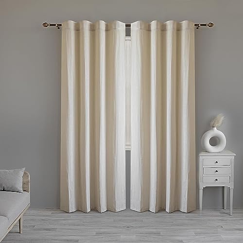 LINENWALAS Cotton Curtains Set Of 2, Canvas Window For Hangs Elegantly With Back Loops (4.5Ft X 6.5 Ft, Bronze Leafsemi Sheer, Tab) - Image 2