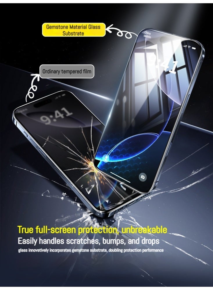cas:pace Suitable for iPhone 14、15、16 pro max transparent anti-fingerprint tempered film 9H hardness full screen protection/3 pieces of tempered film set - Image 2