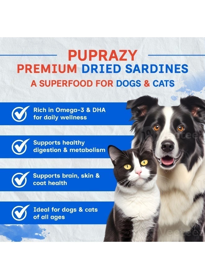 PUPRAZY Dehydrated Sardines for Dogs & Cats | Single-Ingredient, All-Natural Fish Treats | Rich in Omega-3 | Grain-Free High-Protein Training Treats - Image 2