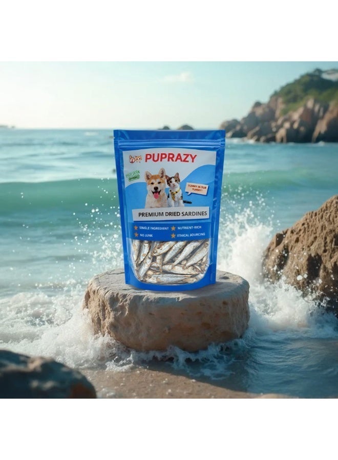 PUPRAZY Dehydrated Sardines for Dogs & Cats | Single-Ingredient, All-Natural Fish Treats | Rich in Omega-3 | Grain-Free High-Protein Training Treats - Image 3