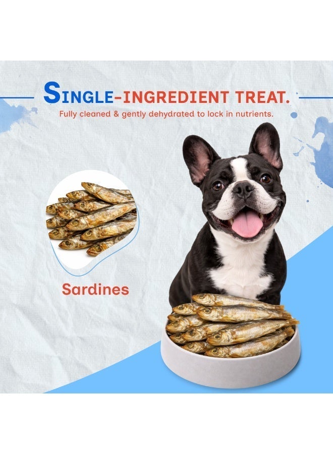 PUPRAZY Dehydrated Sardines for Dogs & Cats | Single-Ingredient, All-Natural Fish Treats | Rich in Omega-3 | Grain-Free High-Protein Training Treats - Image 4