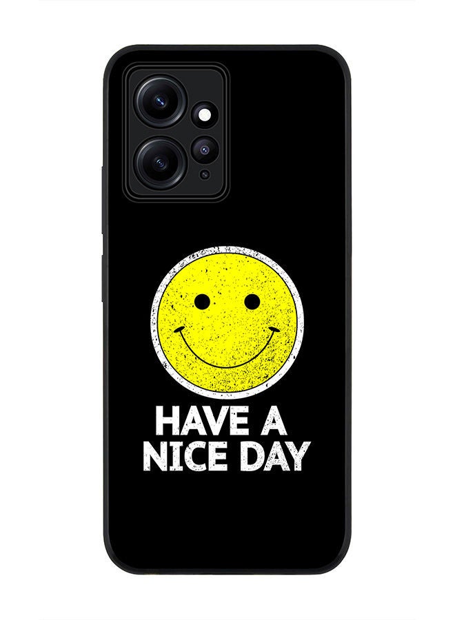Stylizedd Rugged Black edge case for Redmi Note 12 4G Slim fit Soft Case Flexible Rubber Edges Anti Drop TPU Gel Thin Cover - Have a nice day - Image 1