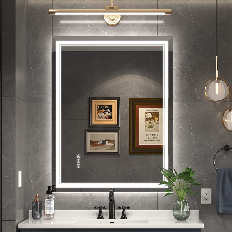 Ratsamee Led Mirror for Bathroom with Front Light and Backlit, Bathroom Mirror with Led Lights, Vanity Mirror with Lights for Wall, Anti-Fog, Dimmable 36" L x 28" W Neutral Whiteï¼ˆfrontlit+Backlit - Image 1