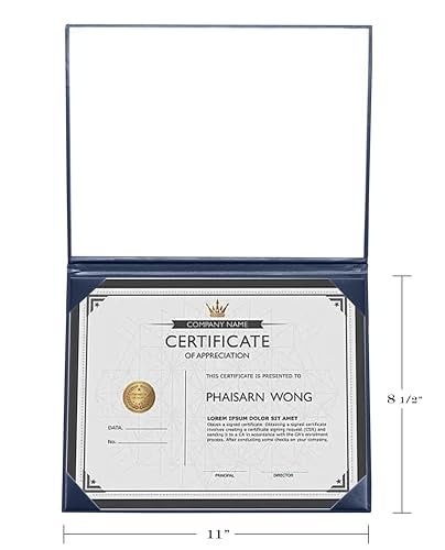 Gradplaza Diploma Cover for Certificate 8.5''x 11'' Padded Graduation Diploma Holder Certificate Cover Smooth Navy - Image 2