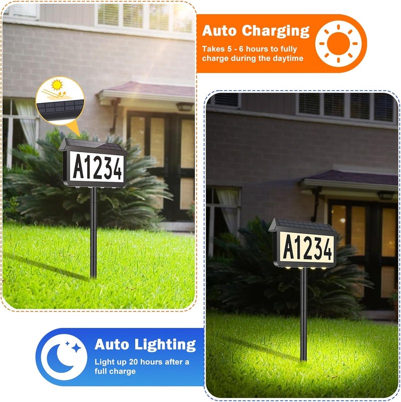 Brightever Solar Address Signs, House Number for Outside Waterproof, 3-Color LED Illuminated Address Plaques with Stake, Wall Mounted Solar Powered Light Up Address Numbers for Houses, 2-Pack - Image 5