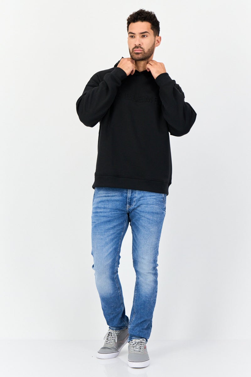 Core Elements Men Brand Logo Long Sleeve Hoodie, Black  - Image 4