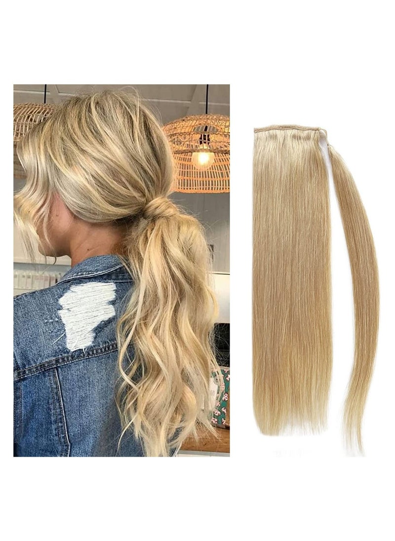 Estelle Human Hair Ponytail Extension Ponytail Long Straight Ponytail Extension for Black Women 22 Inch 80g Ponytail Hairpieces Wrap Around Double Weft Human Hair Ponytails Color No 613  - Image 1