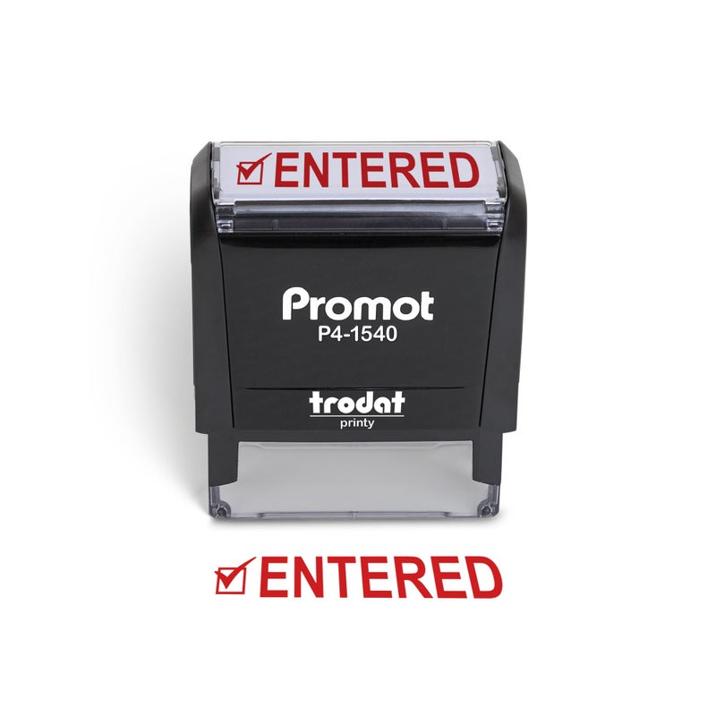 Promot Promot Entered Self Inking Rubber Stamp  Refillable Stampers for Office  Business Accounting Bookkeeping Coding Legal Notary Work Ordering Inventory Stamps  Red Ink