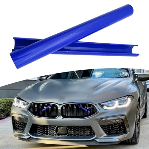 ijuicy 2 PCS Front Grill Inserts Trims Waterproof Front V Bar Brace Trim Covers Snapon Installation Grille Decorative Strips Compatible with 34567 Series X 12345 Blue - Image 1