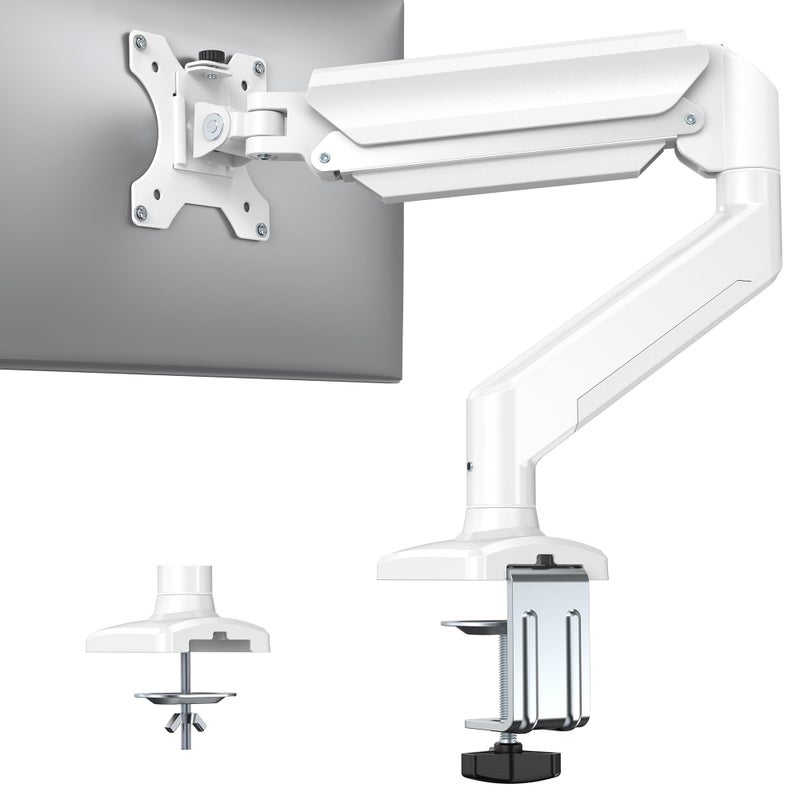 HUANUO Single Monitor Arm 1334 Inch Adjustable Gas Spring Arm Monitor Desk Mount for 4422lbs VESA 75100mm with CClampGrommet Base Ergonomic Stand for WorkGaming