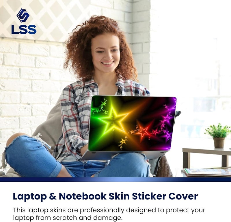 LSS Laptop 15 15.6 Skin Cover with Colorful Night Stars Pattern for HP Dell Lenovo Apple Asus Acer Compaq - Fits 13.3" 14" 15.6" 16" (2 Wrist Pads Free) - Image 5