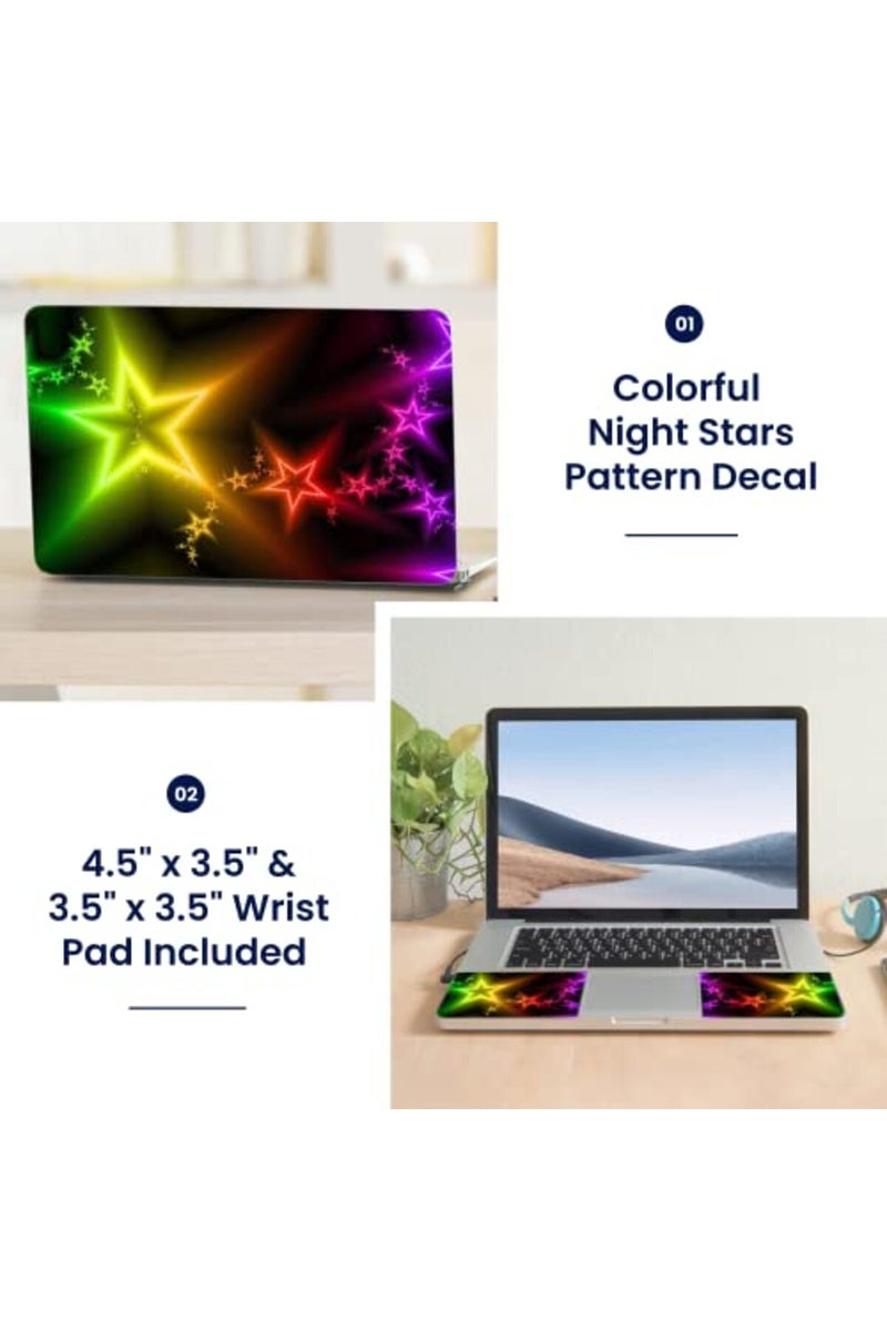 LSS Laptop 15 15.6 Skin Cover with Colorful Night Stars Pattern for HP Dell Lenovo Apple Asus Acer Compaq - Fits 13.3" 14" 15.6" 16" (2 Wrist Pads Free) - Image 2