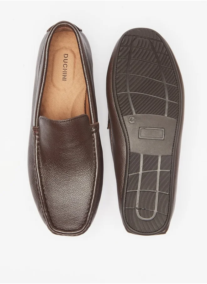دوتشيني Men's Solid Slip-On Moccasins