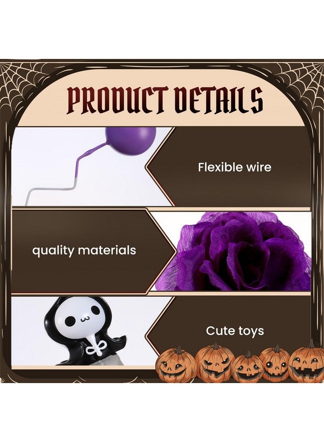 RAYNAG 44 Pieces Halloween Cake Toppers, Gothic Wedding Spooky Party Decorations with Purple Balls, Ghosts, Roses, Wizards, Cupcake Toppers for Birthdays, Bachelorette Parties - Image 4