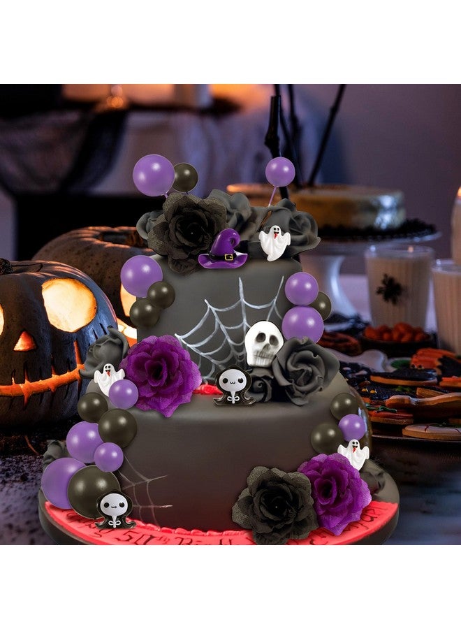 RAYNAG 44 Pieces Halloween Cake Toppers, Gothic Wedding Spooky Party Decorations with Purple Balls, Ghosts, Roses, Wizards, Cupcake Toppers for Birthdays, Bachelorette Parties - Image 5