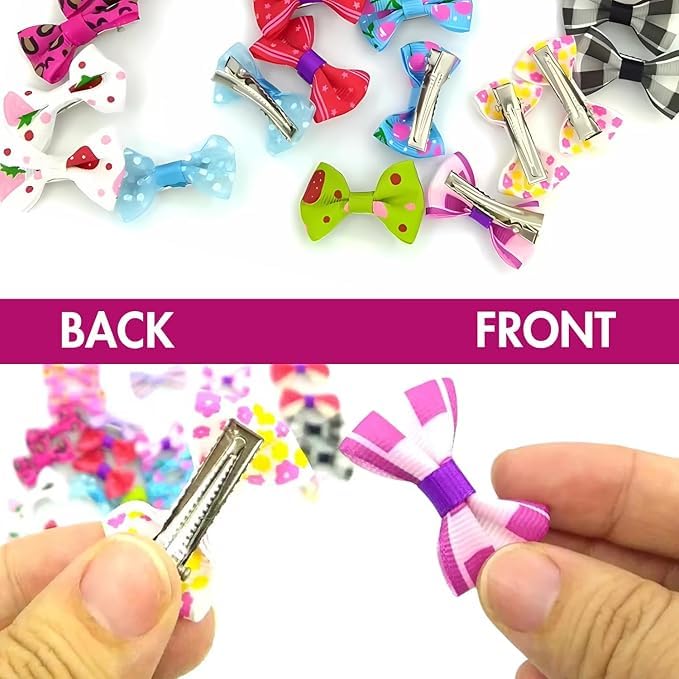 Boriva Mixed Style Small Dog & Cat Pink Hair Clips, Puppy Pet Hair Bows with Steel Clips, Crown Hairpins, Pack of 12 - Image 2