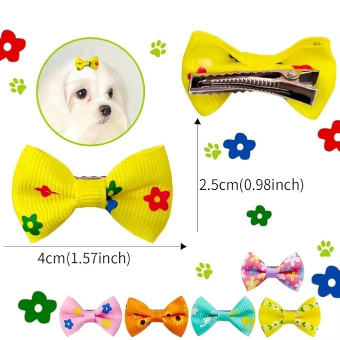 Boriva Mixed Style Small Dog & Cat Pink Hair Clips, Puppy Pet Hair Bows with Steel Clips, Crown Hairpins, Pack of 12 - Image 4
