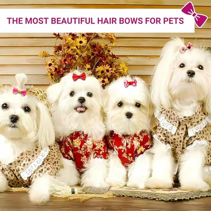 Boriva Mixed Style Small Dog & Cat Pink Hair Clips, Puppy Pet Hair Bows with Steel Clips, Crown Hairpins, Pack of 12 - Image 5