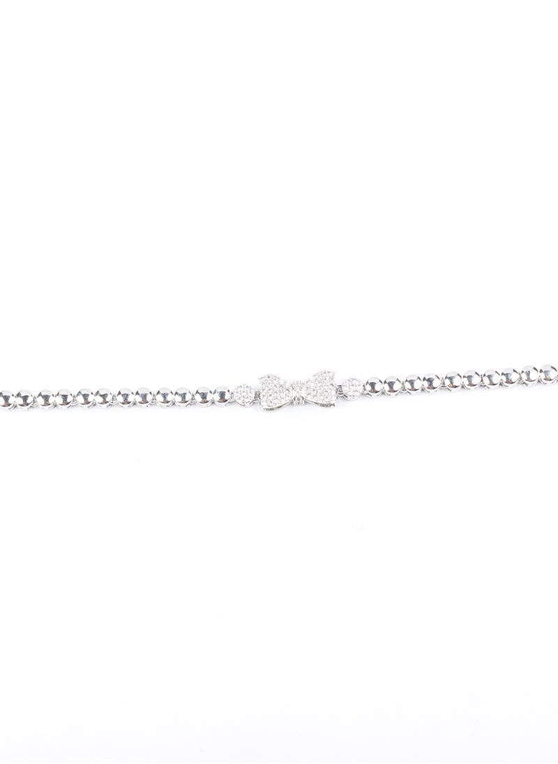 The Black Pearl Accessories - Chinese Gold Bracelet - White - Zirconic Bow tie - Image 1
