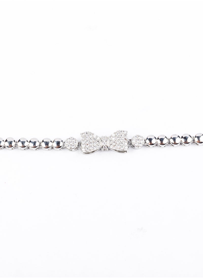 The Black Pearl Accessories - Chinese Gold Bracelet - White - Zirconic Bow tie - Image 1