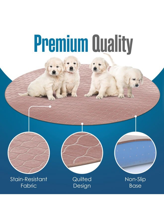 Houseables Puppy Pee Pads for Dogs, Puppies Whelping Pad, Reusable, Washable, Large, Brown, Round, 1Pk, 48 x 48, Non Slip, Waterproof Mat, Absorbing, Pet Training Supplies, Dog Playpen Crate Liner | - Image 3