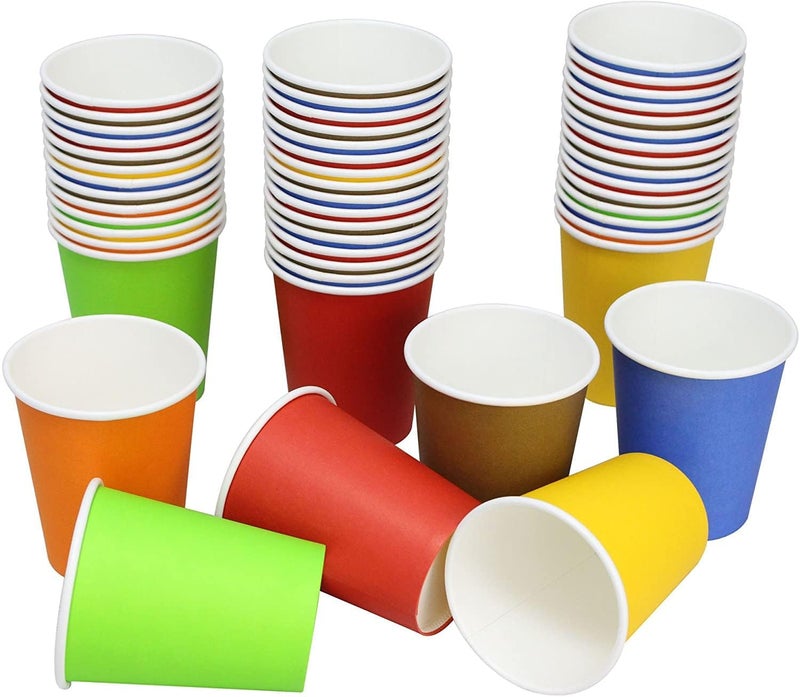e kysa basics ekysa Basics Paper Disposable Tea/Coffee Cups – 250 ml, Leak-Resistant, Eco-Friendly, for Hot Beverages, Multicolor, Pack of 50 - Image 1