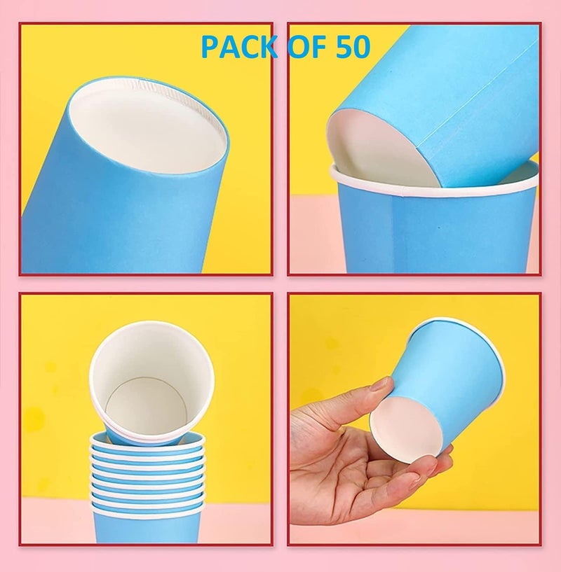 e kysa basics ekysa Basics Paper Disposable Tea/Coffee Cups – 250 ml, Leak-Resistant, Eco-Friendly, for Hot Beverages, Multicolor, Pack of 50 - Image 3