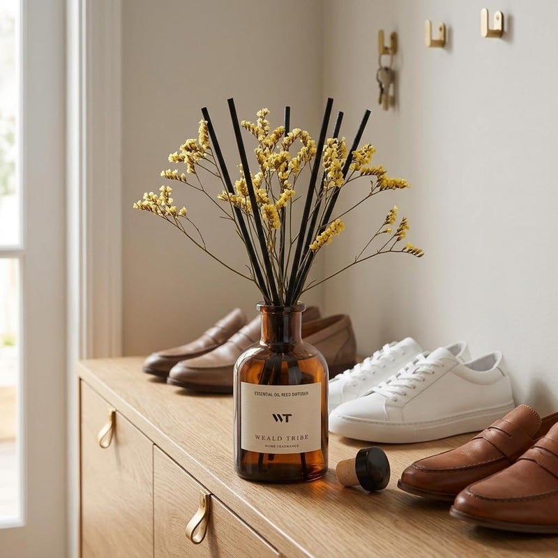 WEALD TRIBE Reed Diffuser Set for Bathroom Air Fresheners, Oil Diffuser Sticks with Flower | Lemongrass Scent 4.0 fl oz Home Fragrance with Sticks Defusers | House Bedroom Office Shelf Decor - Image 3